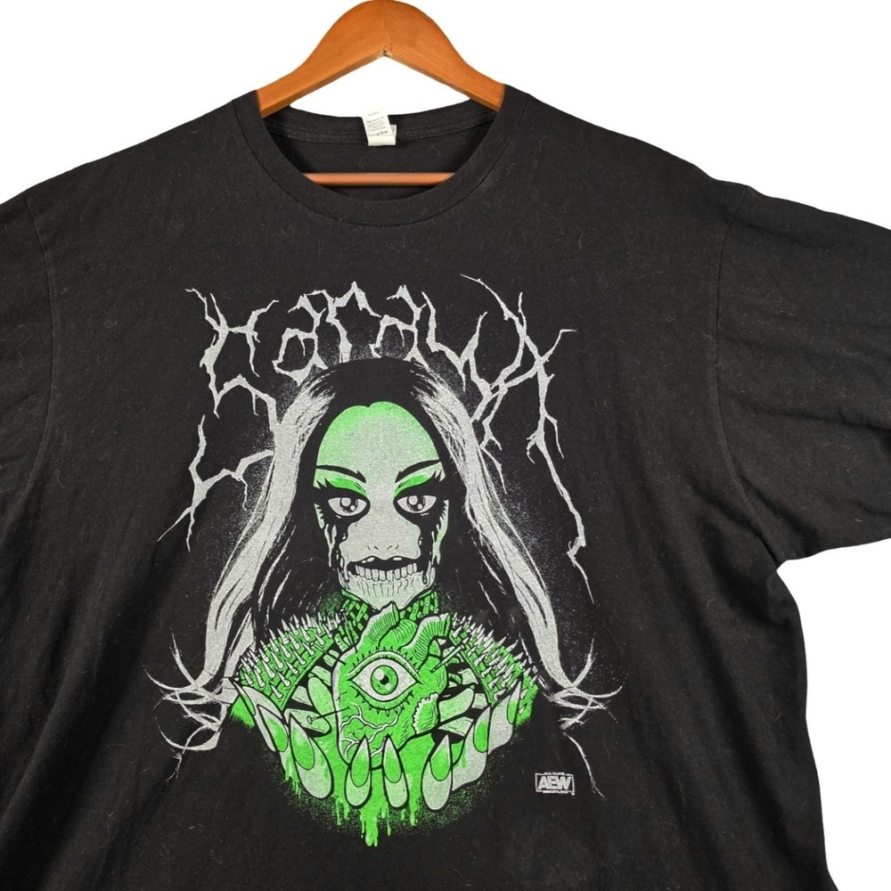 Saraya Voodoo AEW Heart XL TShirt All Elite Crate Pro Wrestling Cyber Goth Black